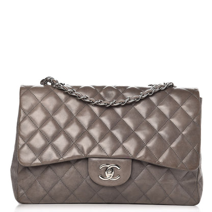 Chanel Lambskin Quilted Jumbo Single Flap Dark Grey 1 of 10