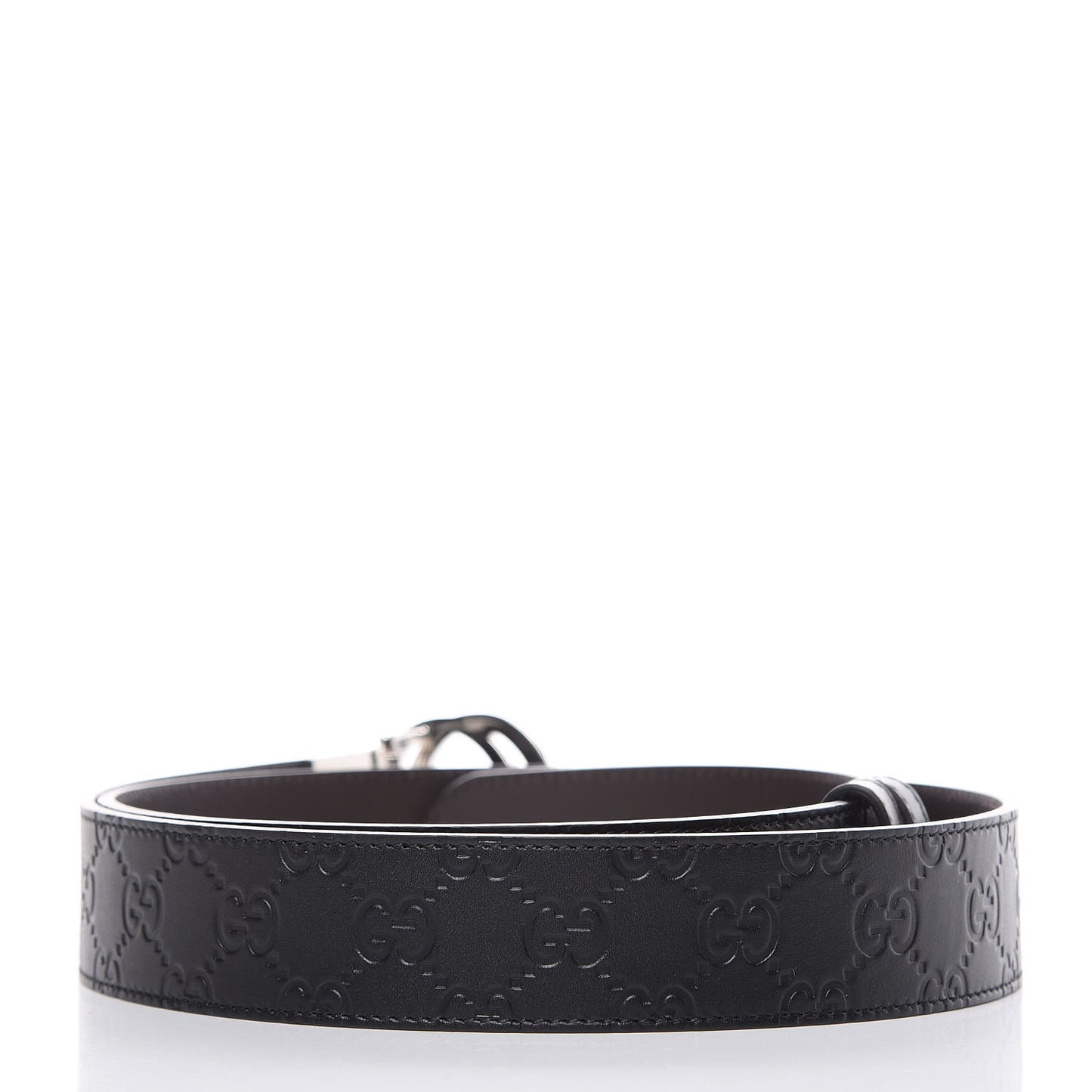 Guccissima Signature Interlocking G Reversible 37mm Belt 105 42 Black Cocoa