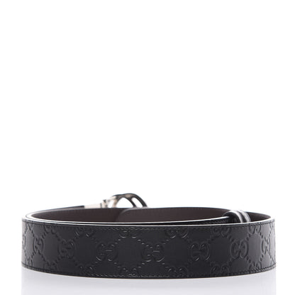 Gucci Guccissima Signature Interlocking G Reversible 37mm Belt 105 42 Black Cocoa 3 of 5