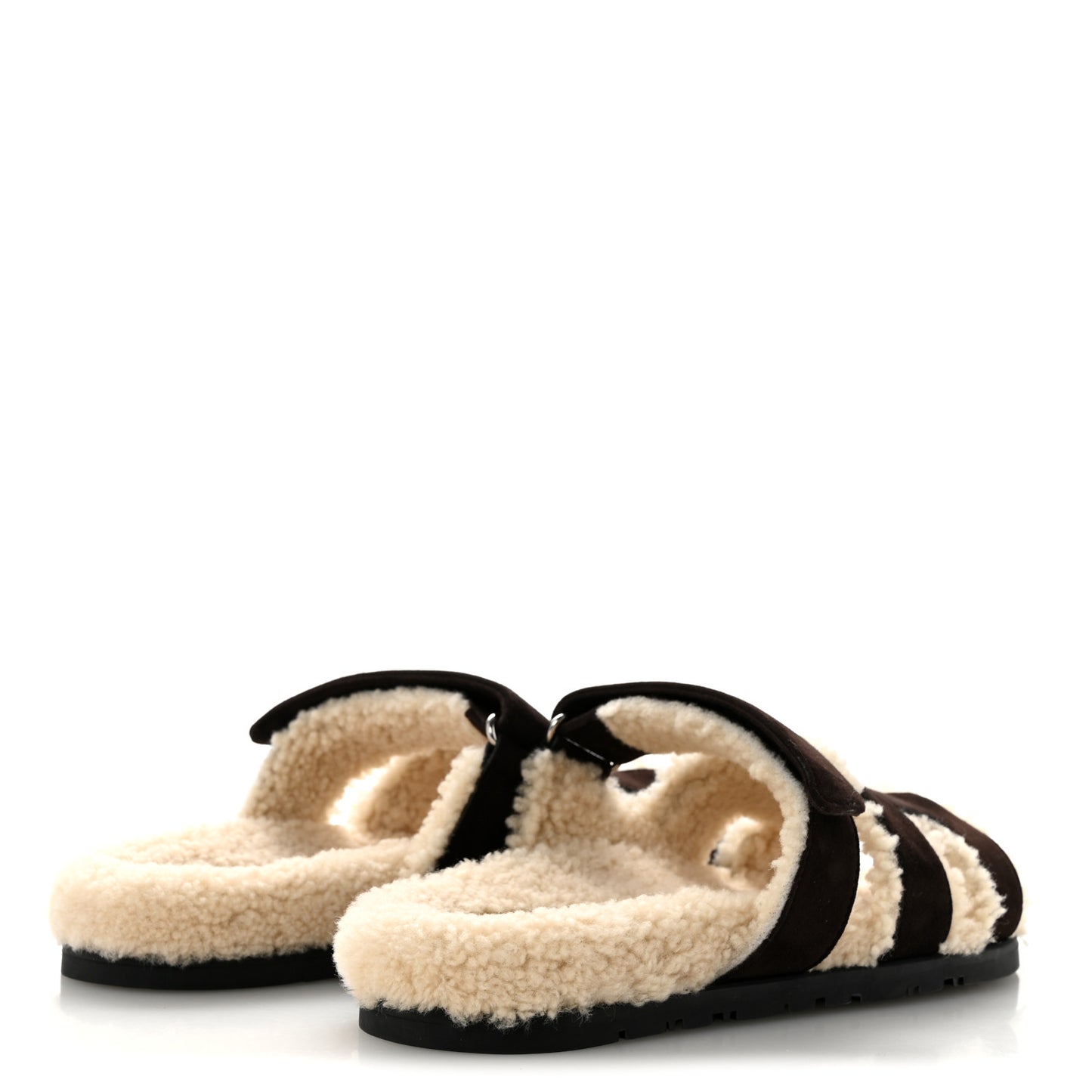 Suede Goatskin Woolskin Womens Chypre Sandals 40 Marron Ebene