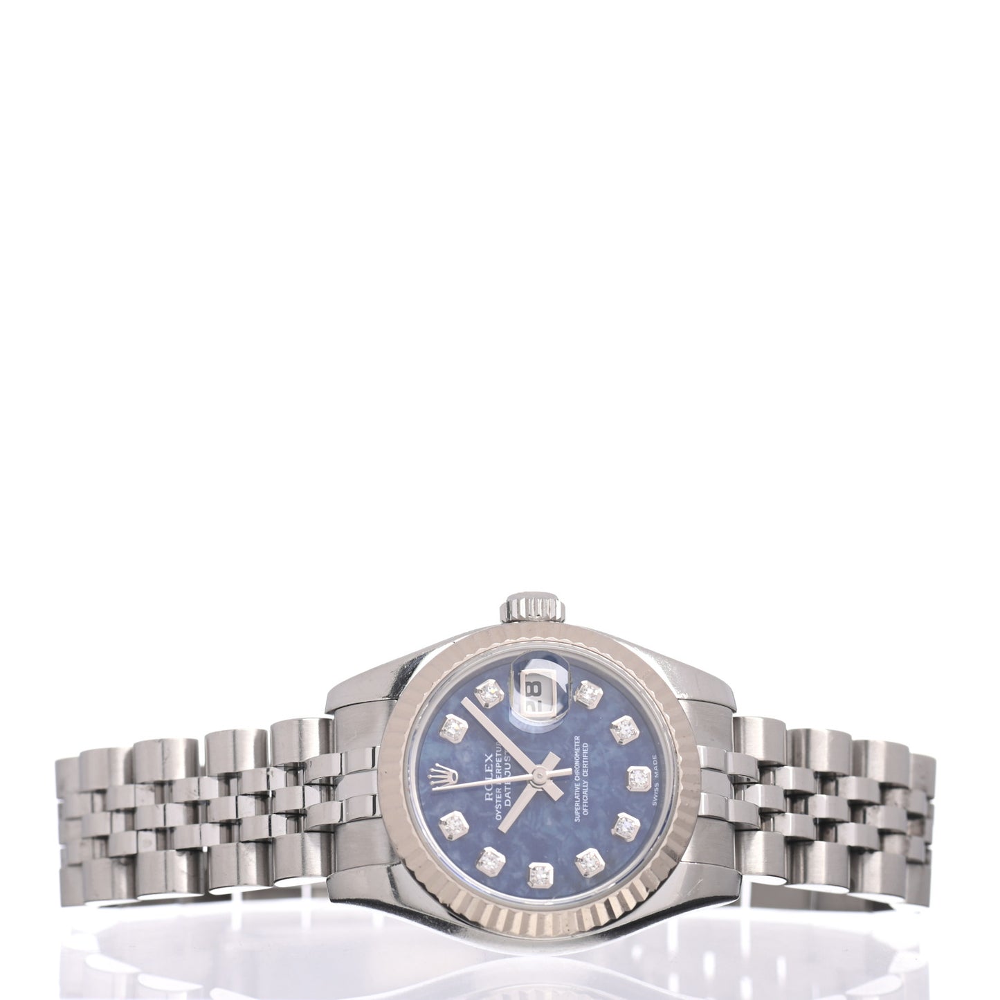 Stainless Steel 18K White Gold Diamond 26mm Oyster Perpetual Datejust Watch Sodalite 179174