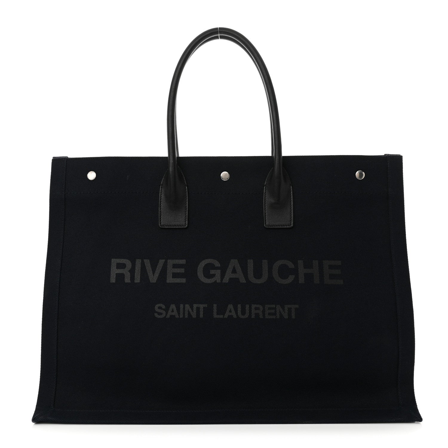 Saint Laurent Linen Calfskin Rive Gauche Tote Navy 1 of 12