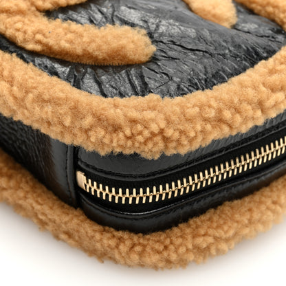 Chanel Shiny Crumpled Sheepskin Shearling CC Mania Waist Bag Black Light Brown 10 of 10