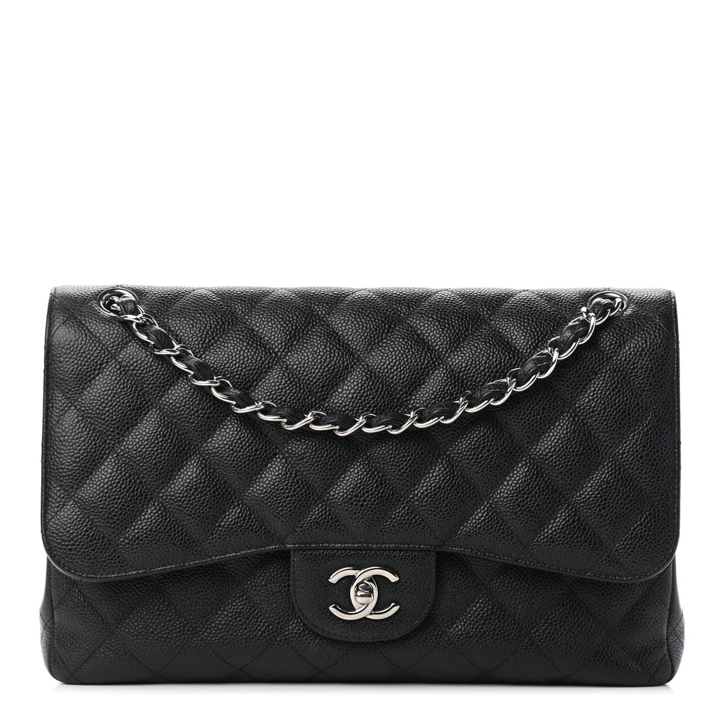 Caviar Quilted Jumbo Double Flap Black