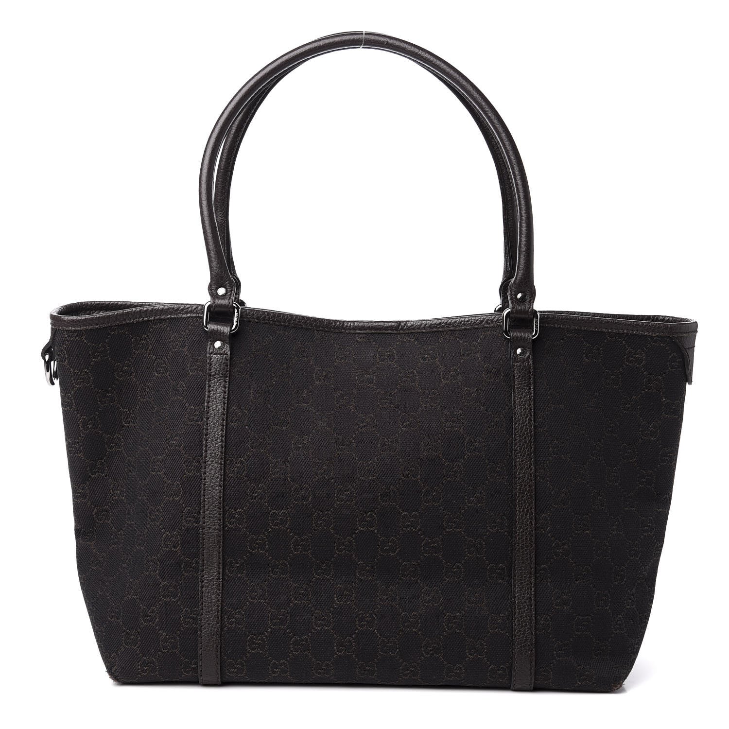 Gucci Denim Dollar Calfskin GG Monogram Medium Joy Tote Brown 1 of 12