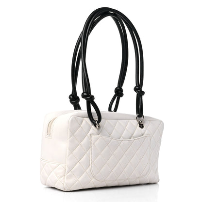 Chanel Calfskin Quilted Large Cambon Bowler White Black 3 of 18