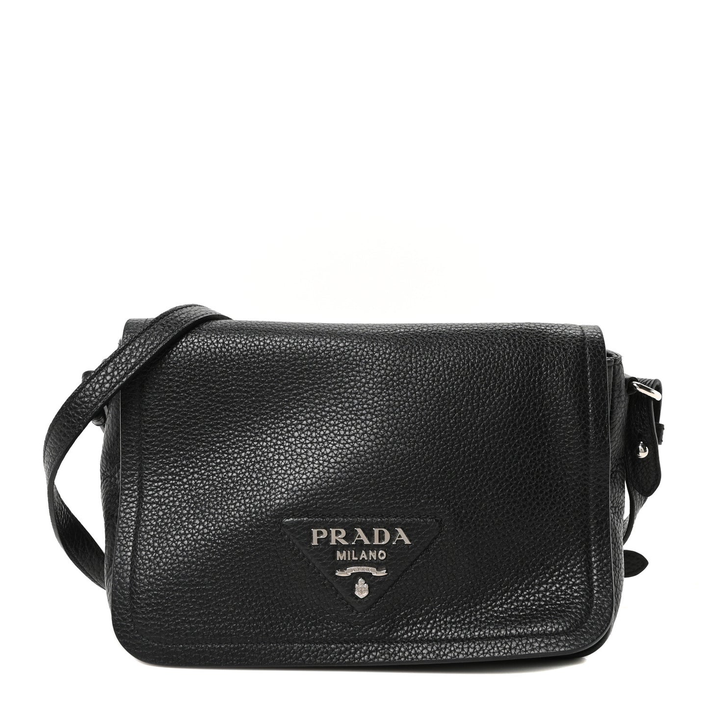 Vitello Daino Flap Crossbody Bag Black