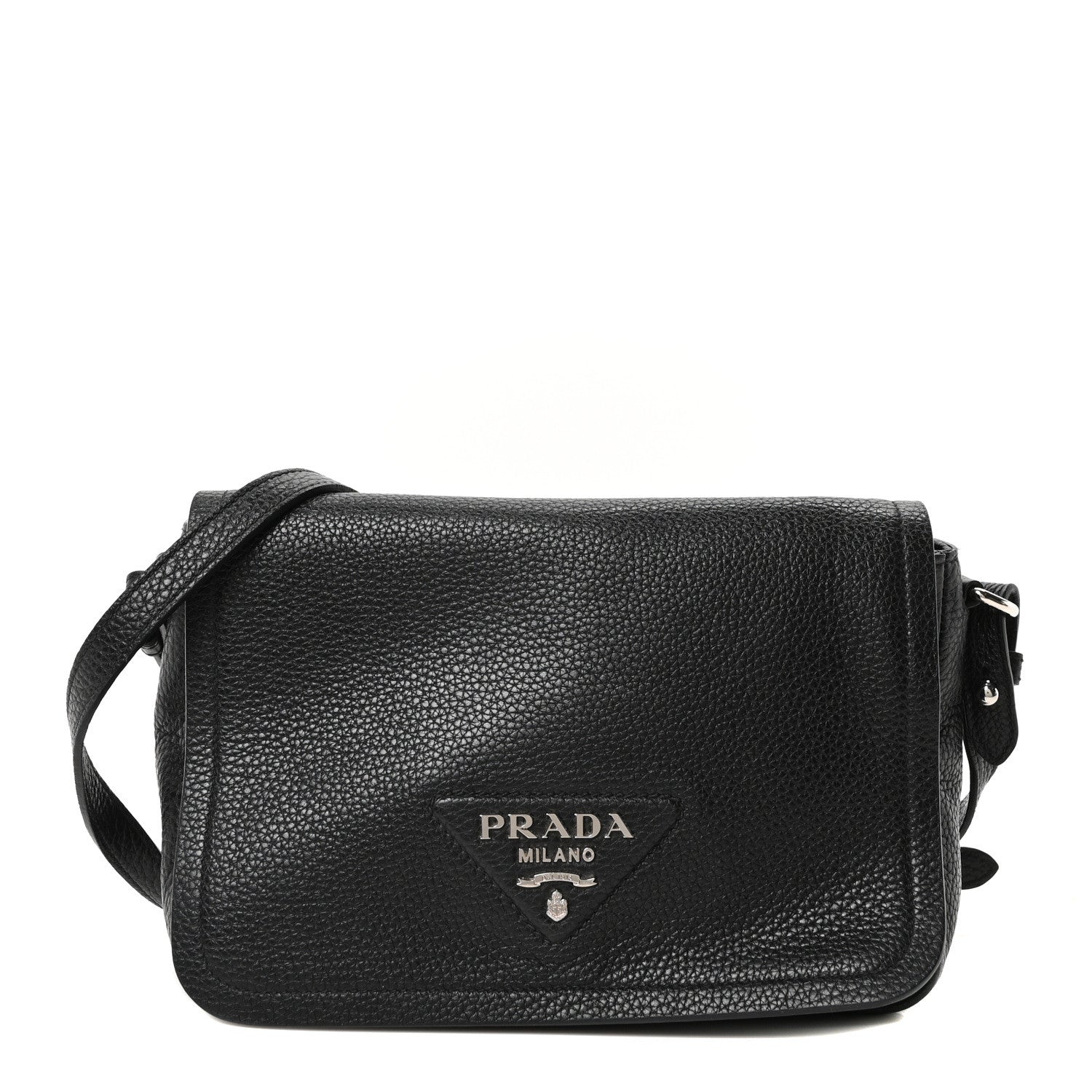 Prada Vitello Daino Flap Crossbody Bag Black 1 of 10
