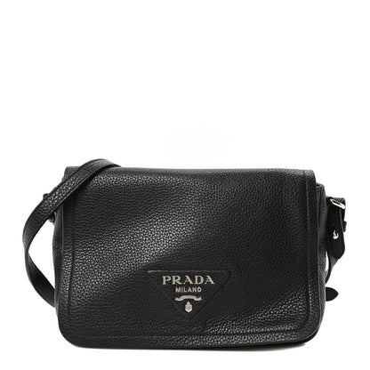 Prada Vitello Daino Flap Crossbody Bag Black 1 of 10