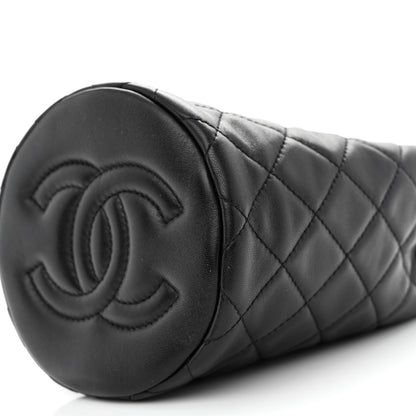 Chanel Lambskin Quilted Pearl Crush Drawstring Bag Black 10 of 11