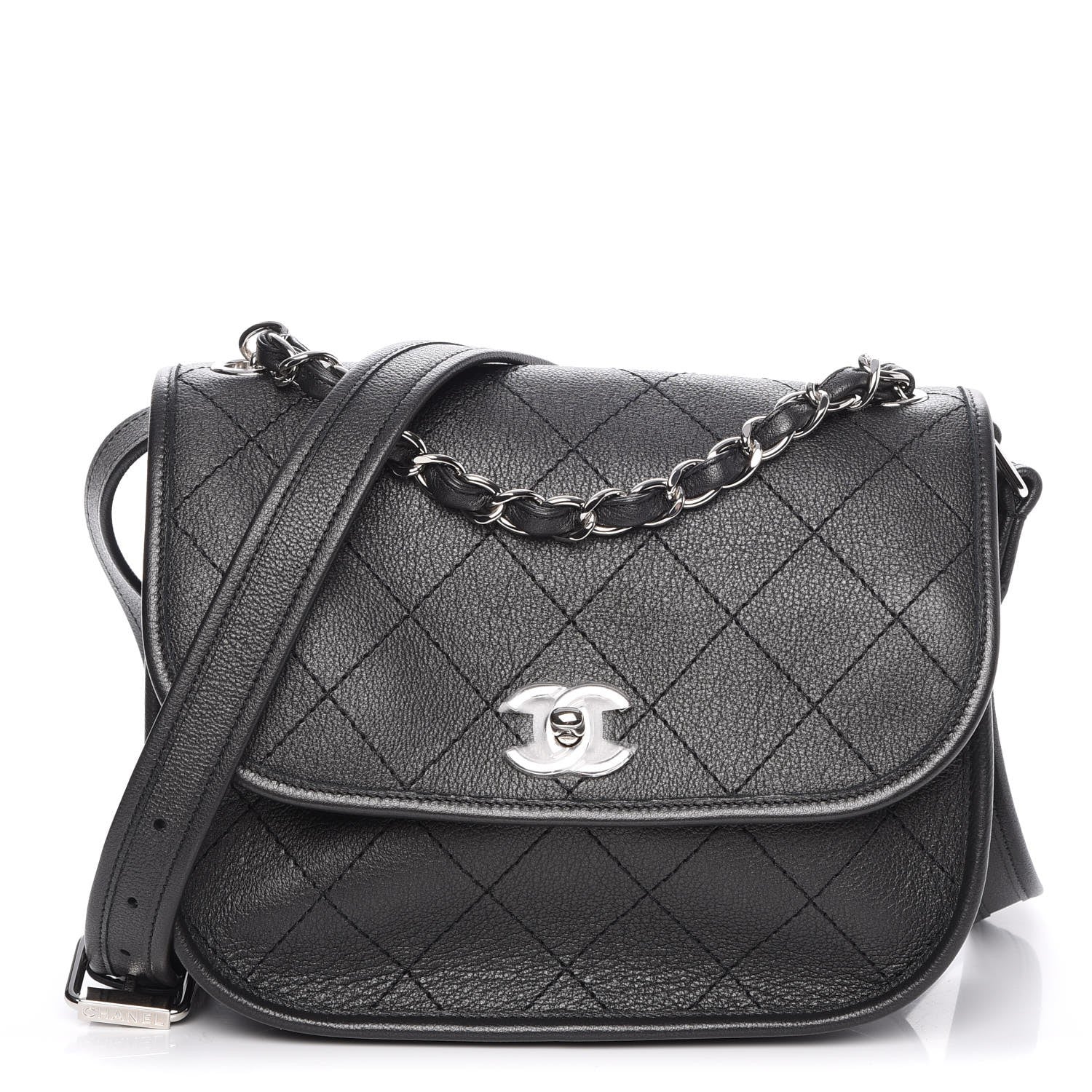 Chanel Calfskin Quilted Jungle Stroll Messenger Bag Black 1 of 8
