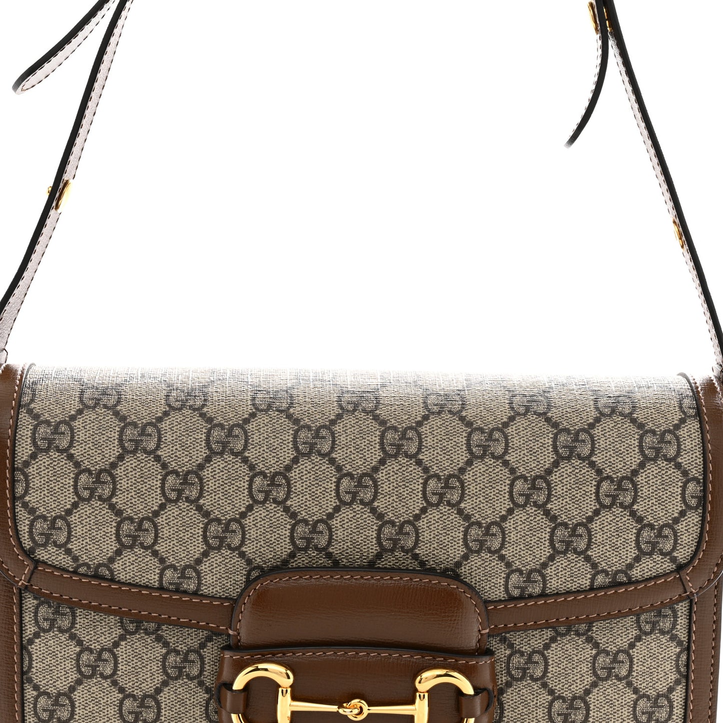 GG Supreme Monogram Horsebit 1955 Shoulder Bag Beige Brown Sugar