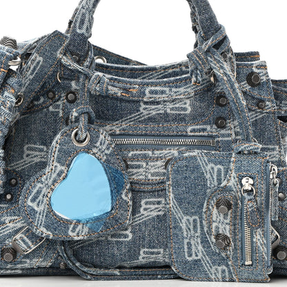 Balenciaga Denim BB Monogram Neo Cagole Handbag XS Blue 8 of 10