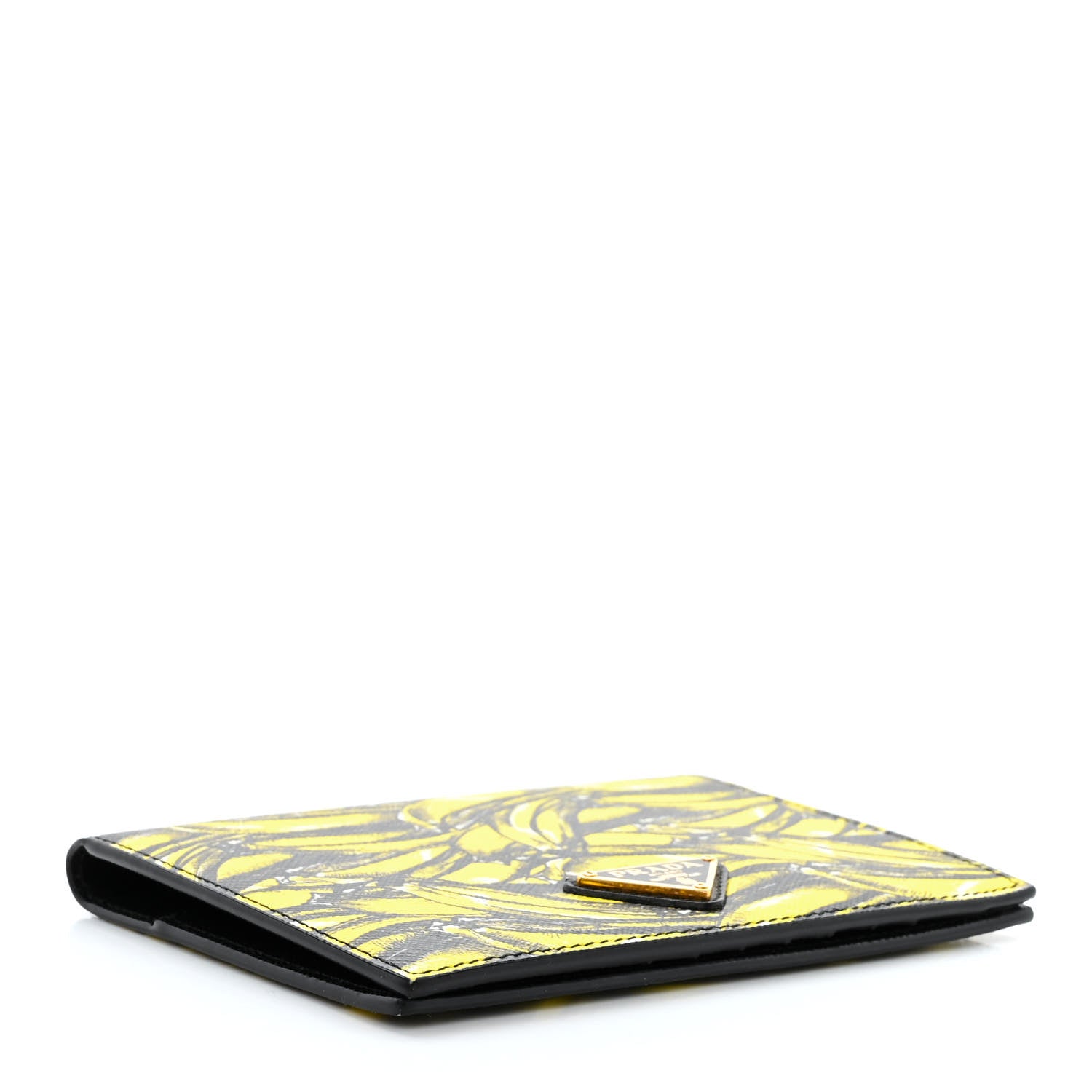 Prada Saffiano Triangle Banana Print Passport Holder Giallo Dis Banana 4 of 10