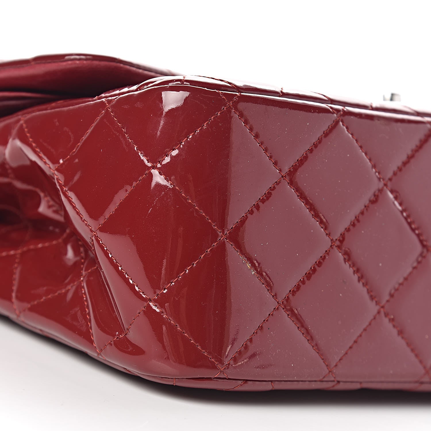 Chanel Patent Quilted Jumbo Double Flap Dark Red 12 of 15