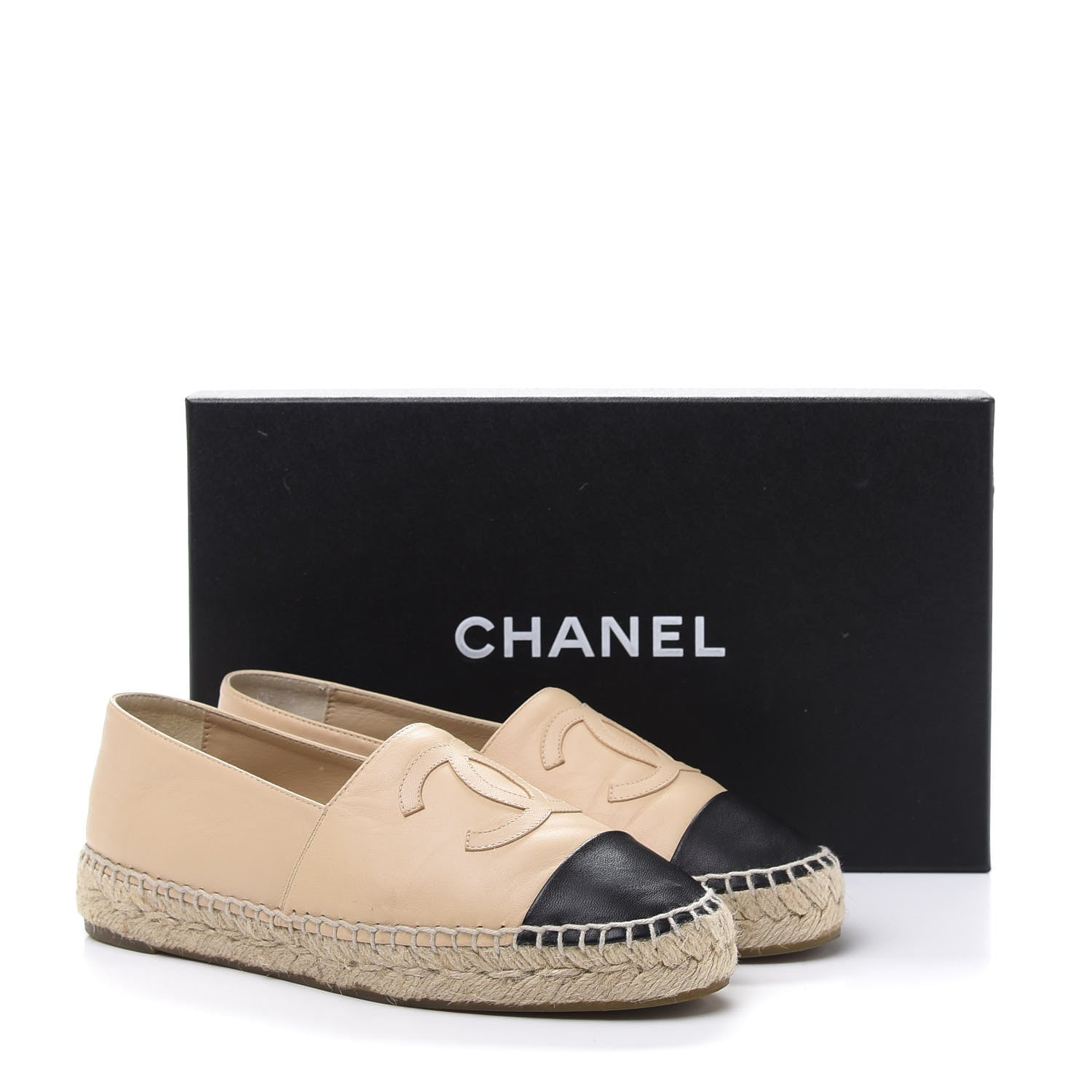 Chanel Lambskin CC Espadrilles 36 Beige Black 10 of 10
