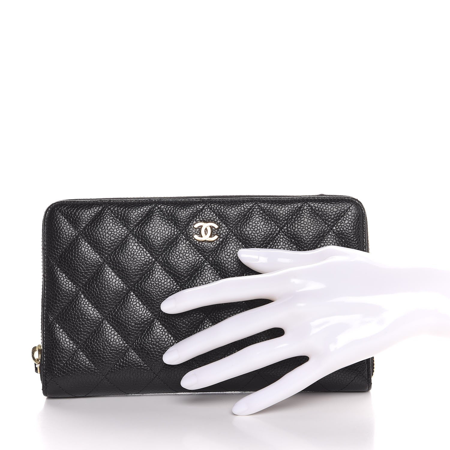 Chanel Caviar Quilted Large Zip Around Organizer Wallet Black 2 of 9