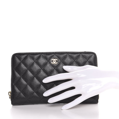 Chanel Caviar Quilted Large Zip Around Organizer Wallet Black 2 of 9