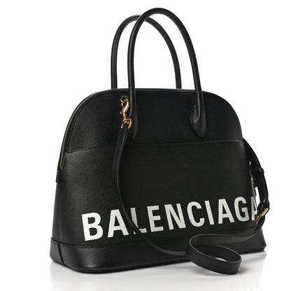 Balenciaga Signature Grained Calfskin Logo M Ville Top Handle Bag Black 3 of 22