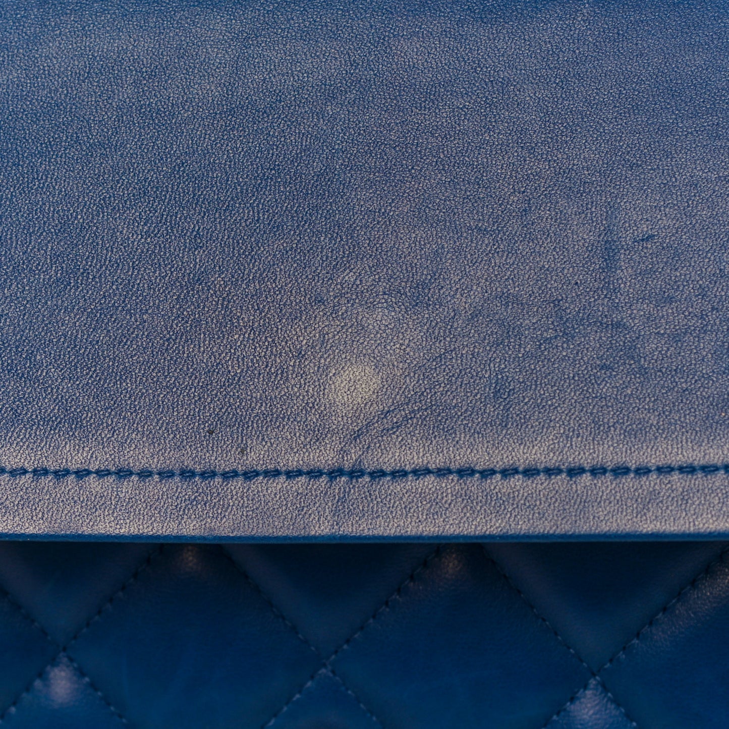 Lambskin Quilted Jumbo Double Flap Blue