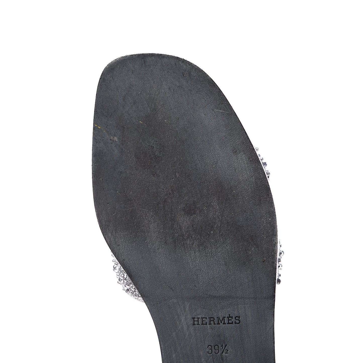 Suede Goatskin Crystal Oran Sandals 39.5 Gris Argente