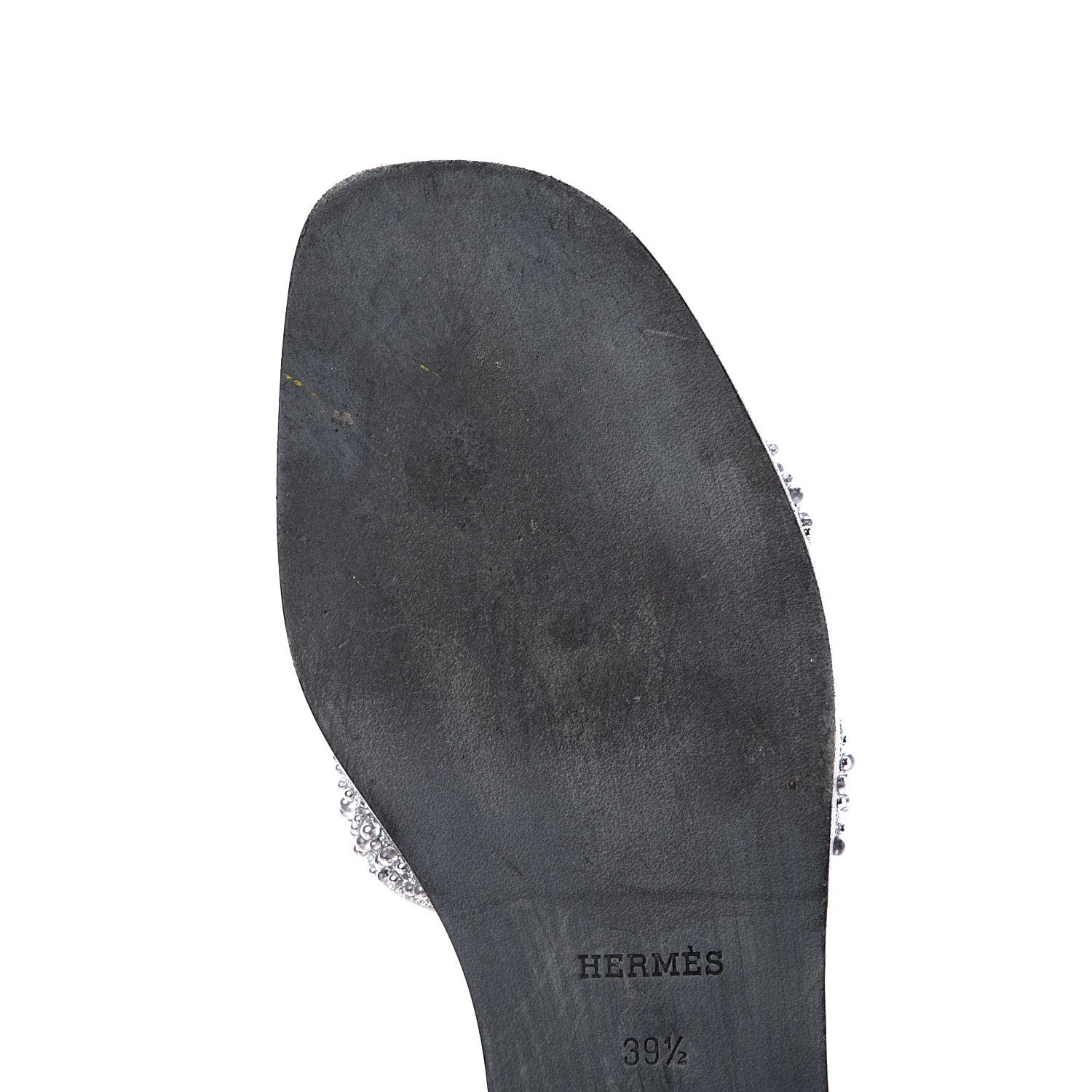 Hermes Suede Goatskin Crystal Oran Sandals 39.5 Gris Argente 8 of 10