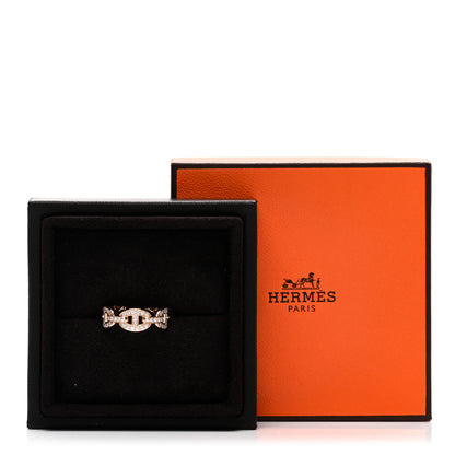 Hermes 18K Rose Gold Diamond PM d'Ancre Enchainee Ring 50 5.25 5 of 5