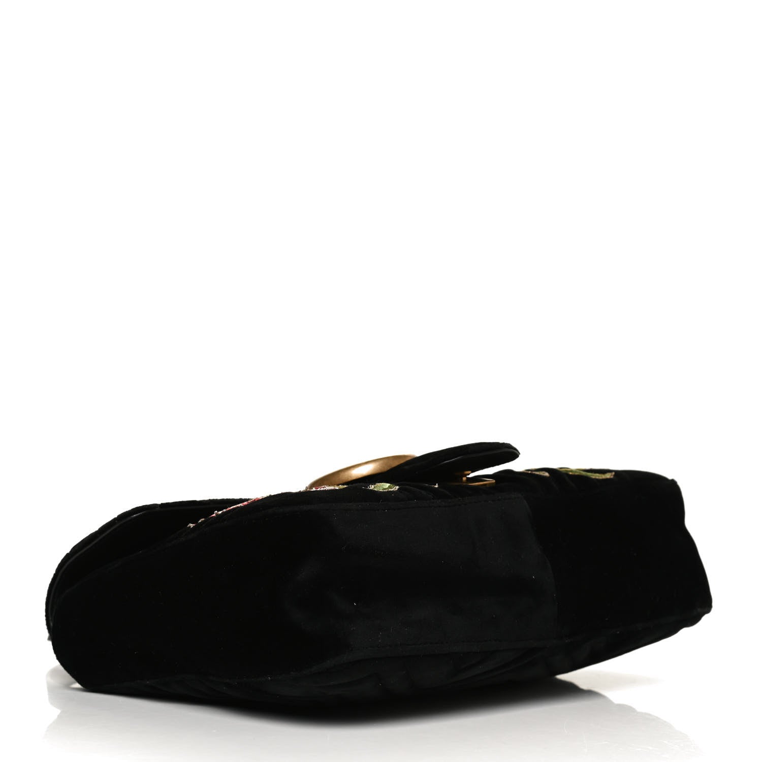 Gucci Velvet Matelasse Loved Embroidered Medium GG Marmont Shoulder Bag Black 4 of 15