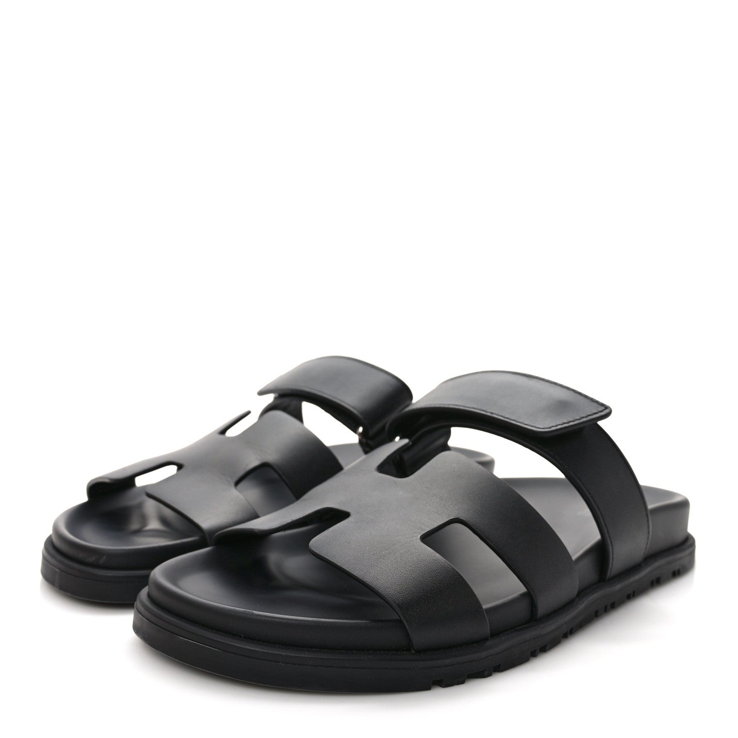 Hermes Calfskin Womens Chypre Sandals 37.5 Black 4 of 9