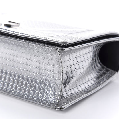 Christian Dior Metallic Patent Micro-Cannage Medium Diorama Flap Bag Silver 7 of 11