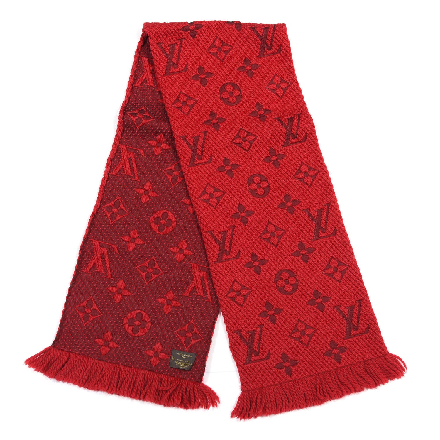 Louis Vuitton Wool Silk Logomania Scarf Rubis 2 of 3