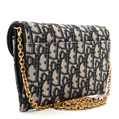 Christian Dior Oblique Saddle Chain Long Wallet Blue 4 of 12
