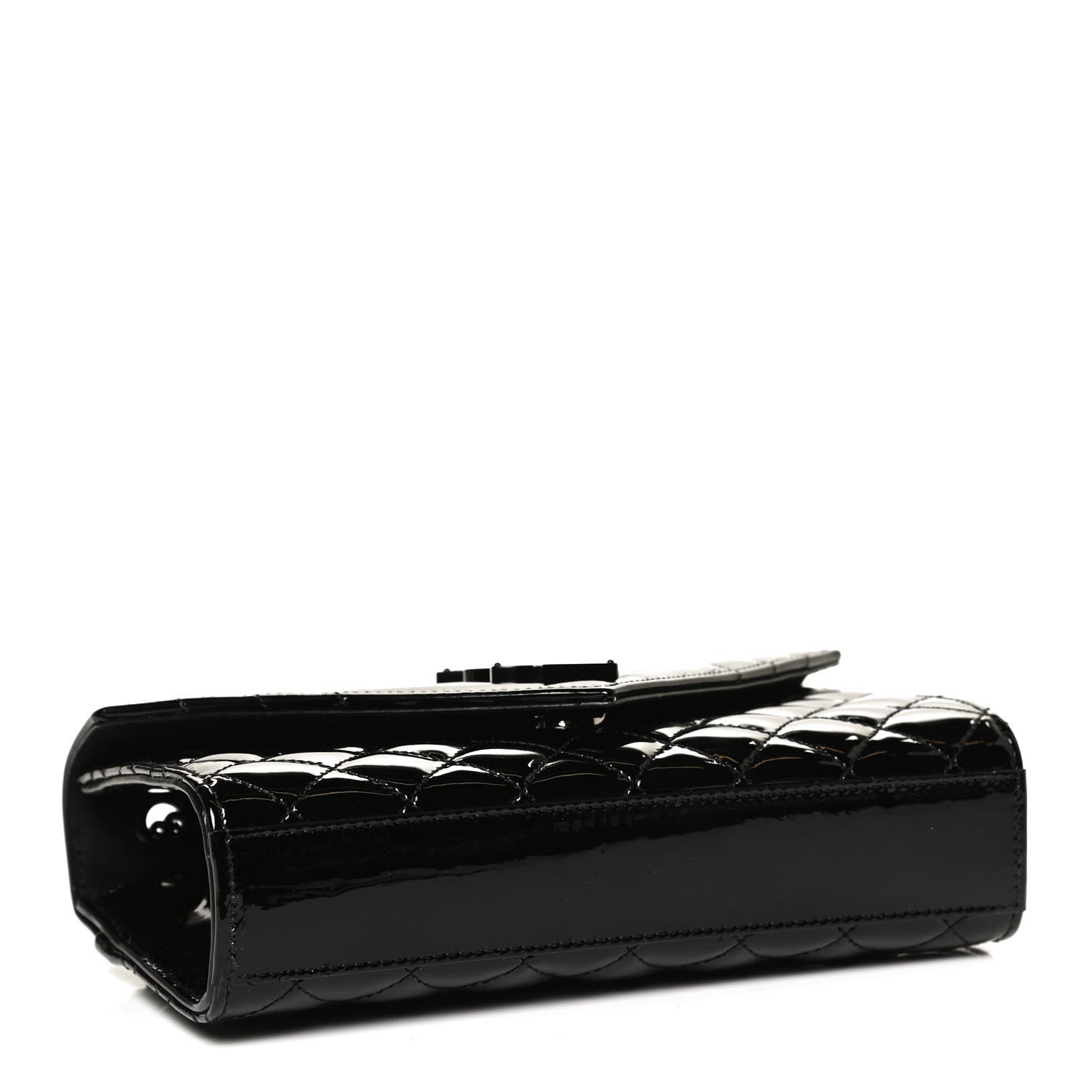 Saint Laurent Patent Mixed Matelasse Triquilt Small Monogram Satchel Black 4 of 11