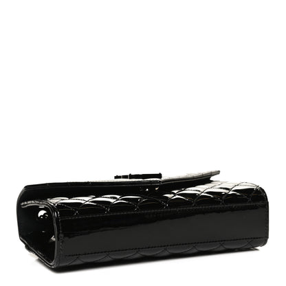 Saint Laurent Patent Mixed Matelasse Triquilt Small Monogram Satchel Black 4 of 11