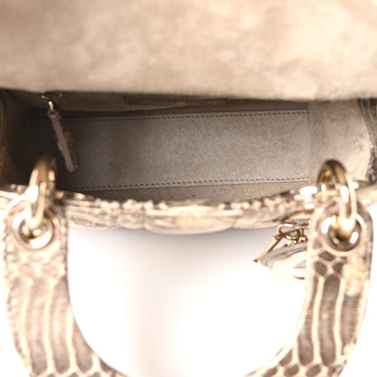 Christian Dior Metallic Snakeskin Cannage Mini Lady Dior Beige 5 of 10
