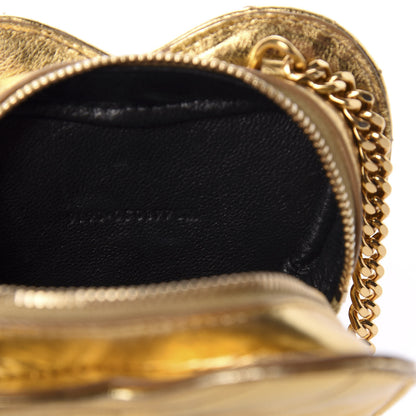 Saint Laurent Metallic Calfskin Matelasse Chevron Monogram Small Love Heart Chain Bag Gold 11 of 12