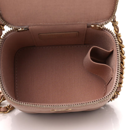 Chanel Lambskin Quilted Top Handle Mini Vanity Case With Chain Beige 4 of 5