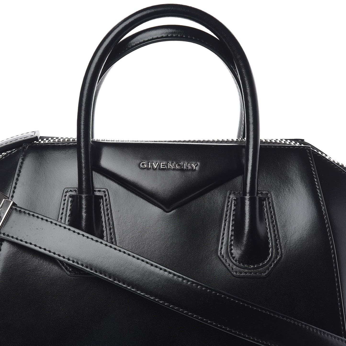 Shiny Lord Calfskin Small Antigona Black