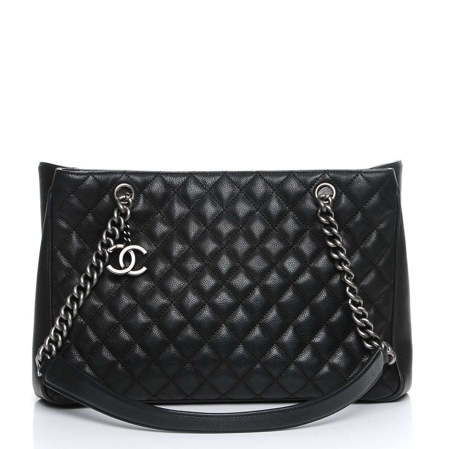 Caviar Quilted Medium Rock In Rome Tote Black