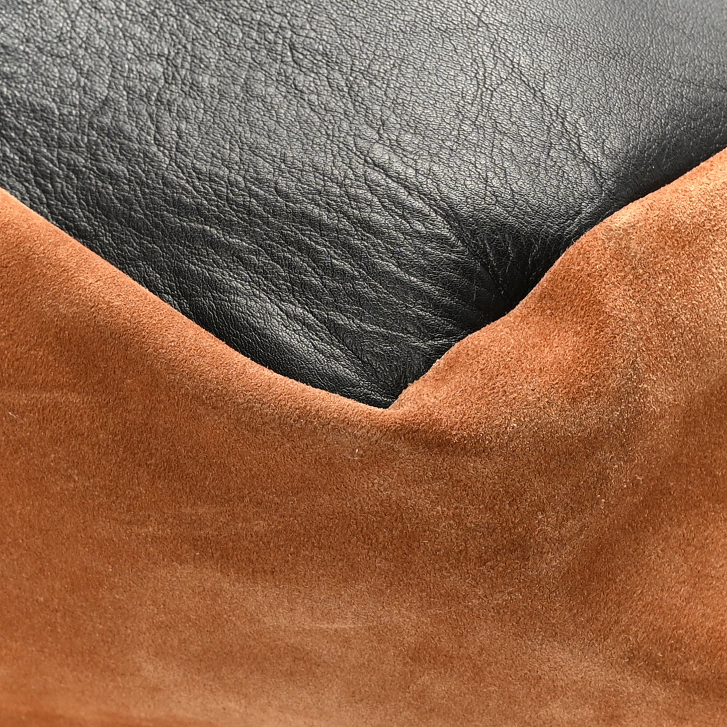 Smooth Calfskin Suede Shopping Tote Black Brown