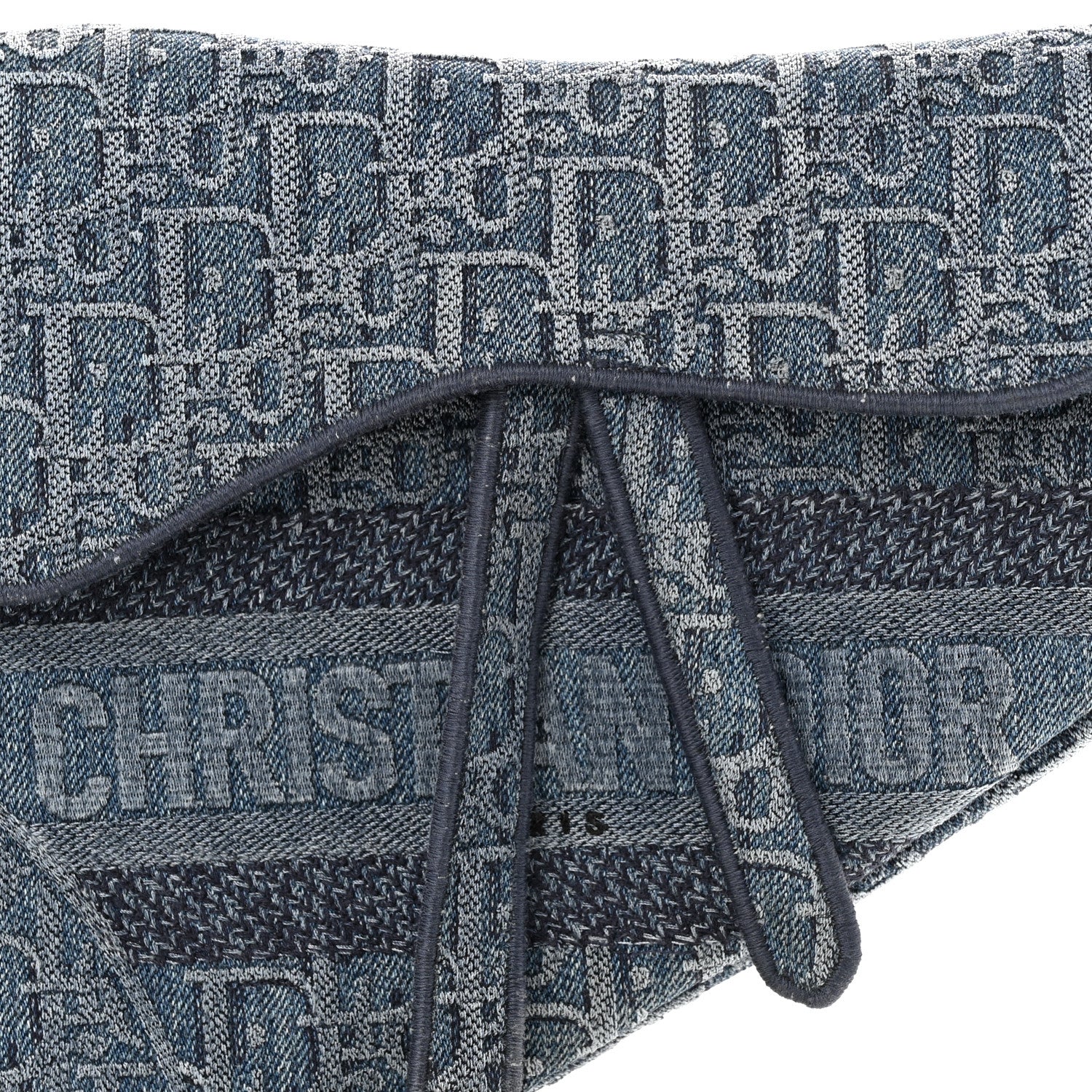 Christian Dior Oblique Embroidered Saddle Bag Denim Blue 8 of 10
