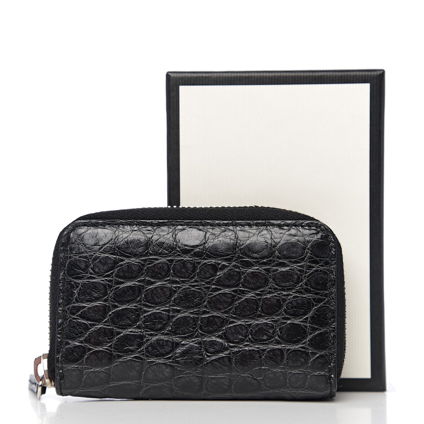 Crocodile Zip Around Card Case Black