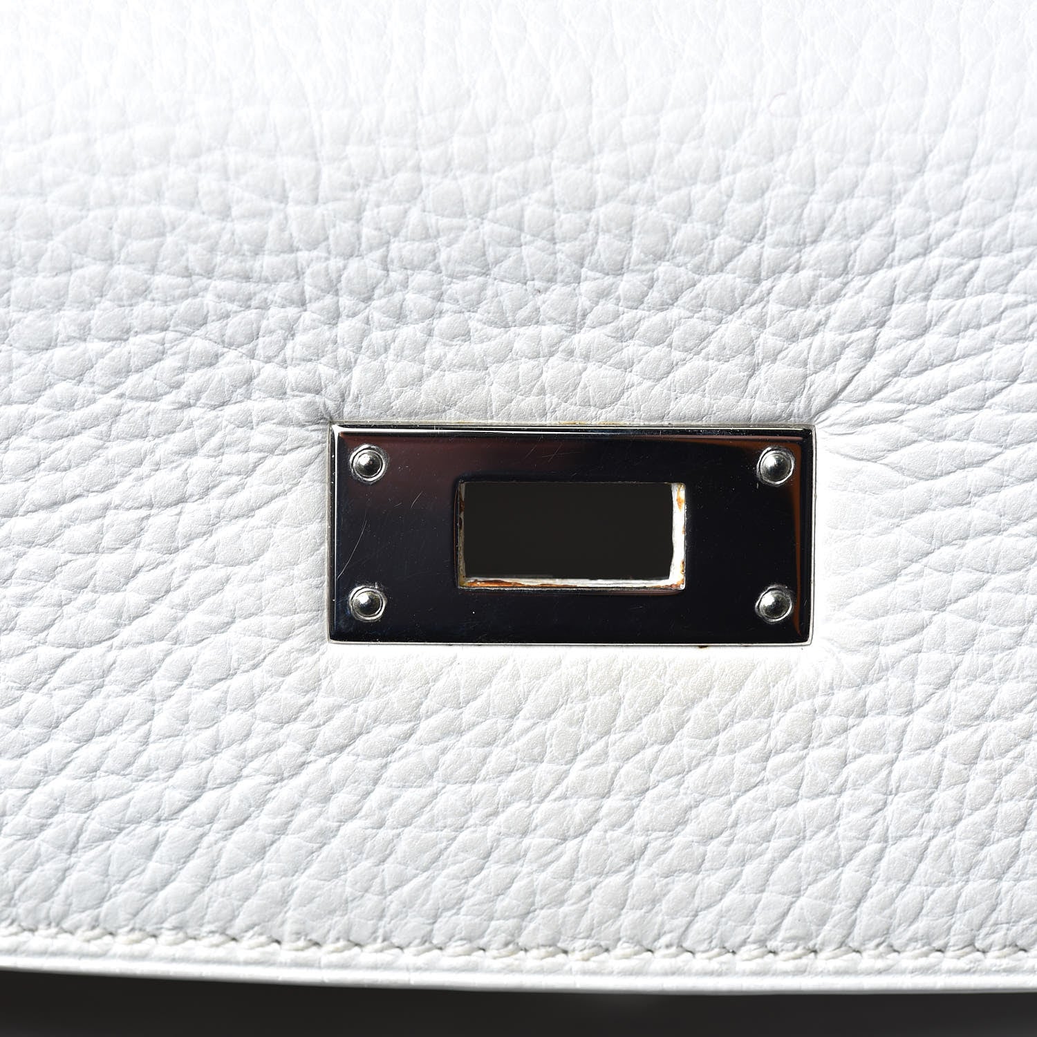 Hermes Taurillon Clemence Toile Kelly Retourne 32 White 15 of 40