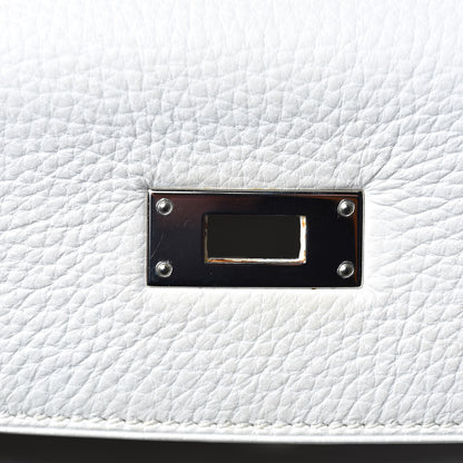 Hermes Taurillon Clemence Toile Kelly Retourne 32 White 15 of 40