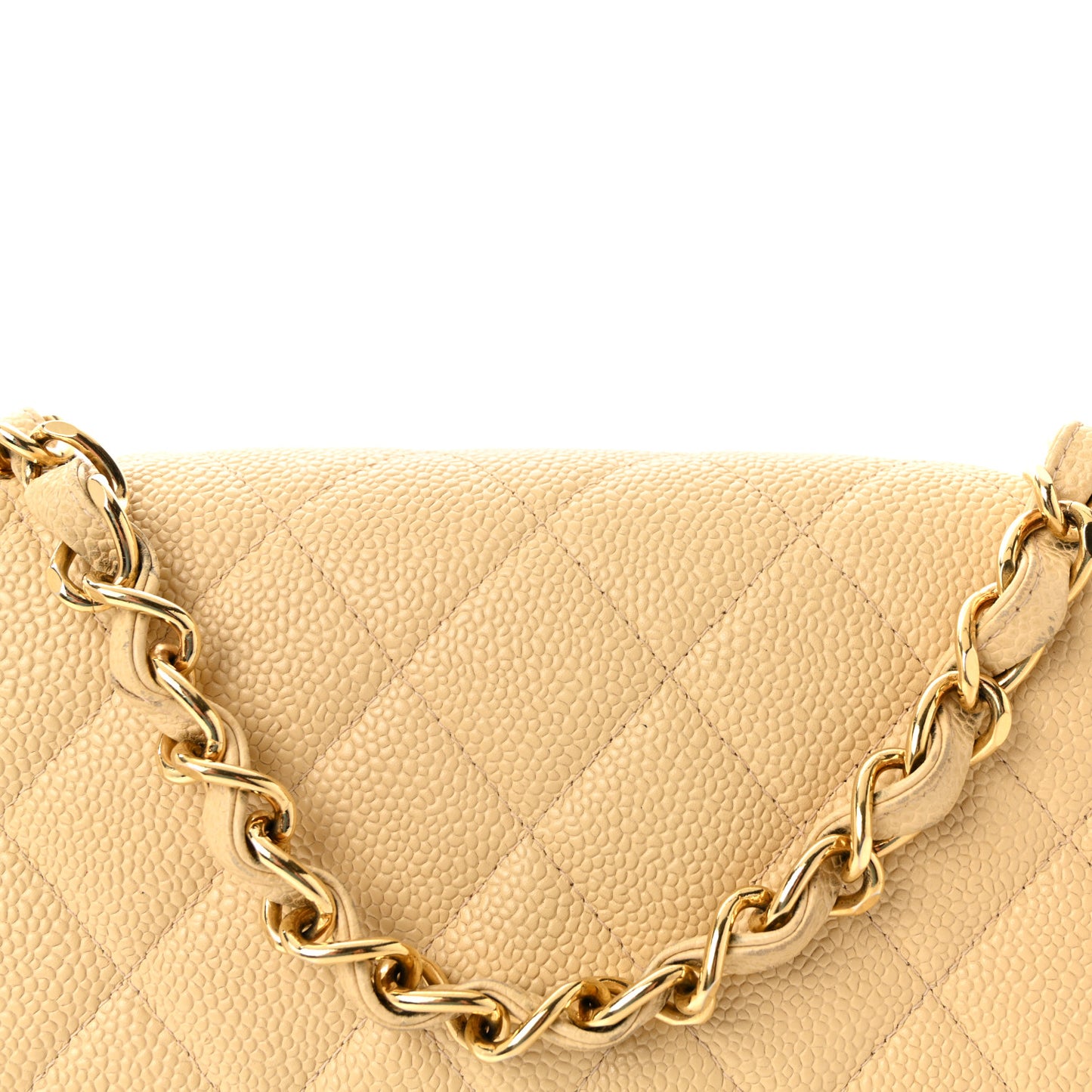 Caviar Quilted Jumbo Single Flap Beige