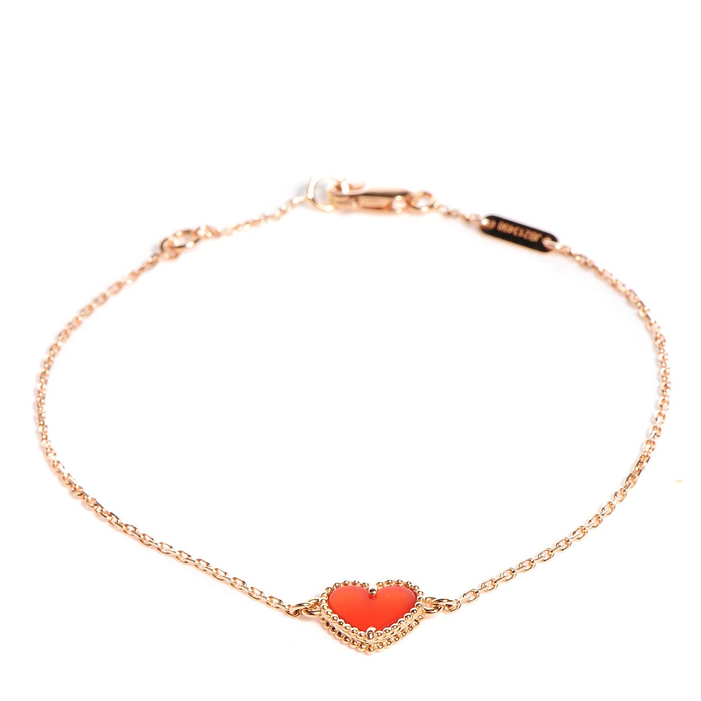 18K Rose Gold Carnelian Sweet Alhambra Heart Bracelet