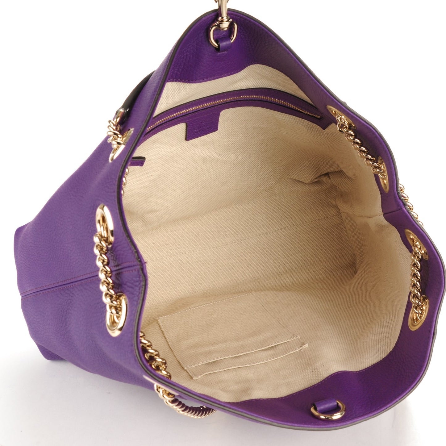 Pebbled Calfskin Medium Soho Chain Shoulder Bag Shine Purple