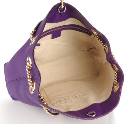 Gucci Pebbled Calfskin Medium Soho Chain Shoulder Bag Shine Purple 5 of 7