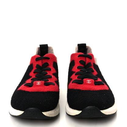 Chanel Mixed Fabrics Knit Sneakers 38 Black Red Pink 3 of 9