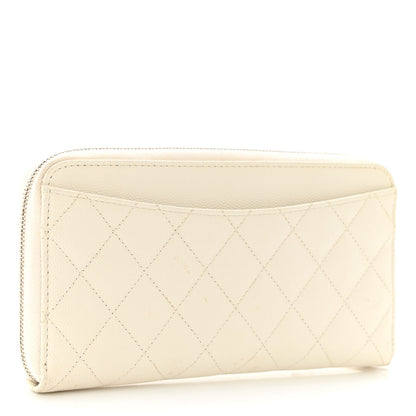 Chanel Caviar Quilted Large Gusset Zip Around Wallet White 3 of 10
